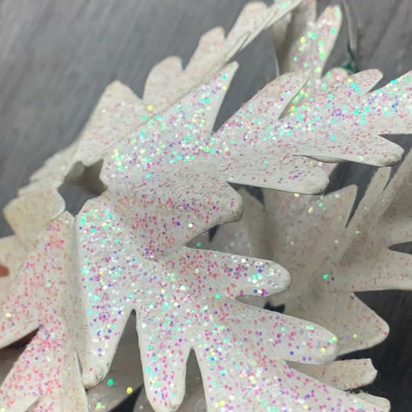 White snowflake Ornament, pink purple glitter shine sparkle, holiday decorations - Picture 15 of 15
